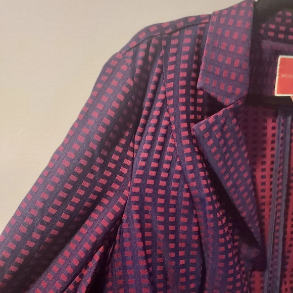 Modcloth Navy and Maroon Grid Print Button Detailed Blazer in Size 2X - Picture 4 of 12